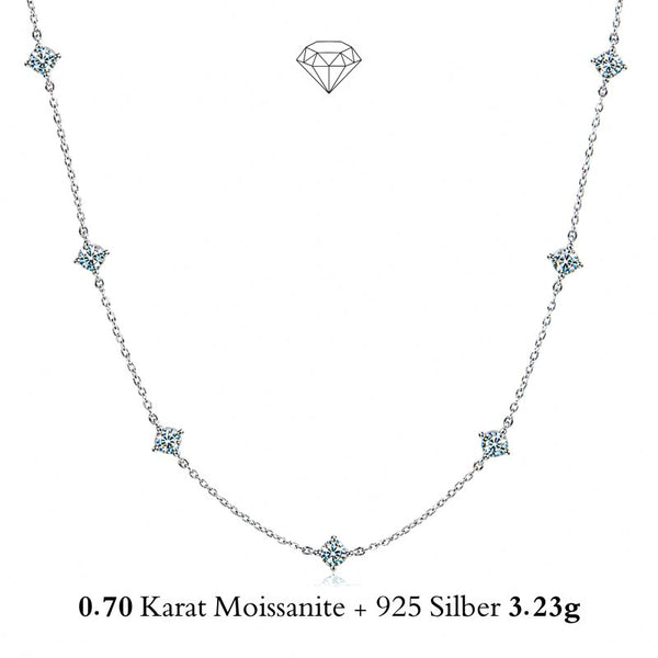 Uniqal SHINE CELESTA Moissanit Halskette mit 7 runden Brillant Edelsteinen aus 925 Silber