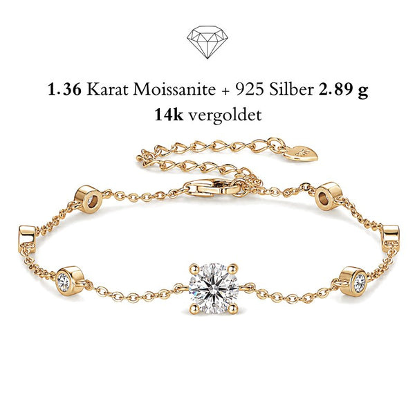 UNIQAL SOLITAIRE Signature Armband mit strahlendem Center Stone und luxuriöser 14K Goldveredelung