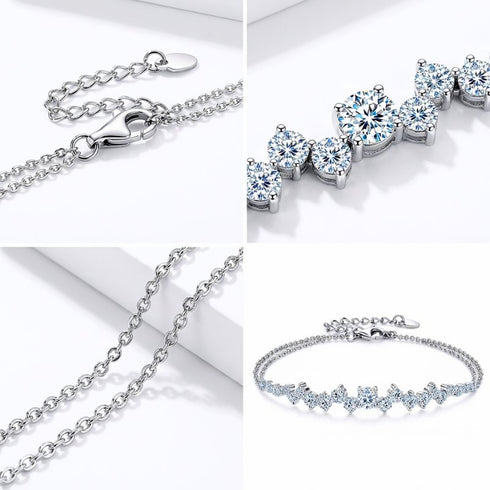 STELLARA Premium Moissanit Armband mit abgestufter Steinanordnung, präzise gefasste Brillantschliffe in 925 Silber mit funkelnder Edelsteinstruktur