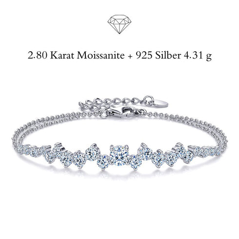 STELLARA Moissanit Damenarmband aus 925 Sterling Silber mit 2,80 Karat brillant geschliffenen Steinen, sternbildinspiriertes Design und luxuriöser Ausstrahlung