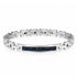 UNIQAL STELLE Armband aus silberfarbenem Edelstahl mit tiefblauen und schwarzen Zirkonia auf weißem Hintergrund im eleganten Sternenhimmel-Design