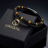 Uniqal TIGER EYE PASSION Armband für Männer – elegantes Herrenaccessoire mit Tigerauge-Perlen und schwarzem Lederdesign