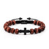 ARMBAND RED TIGERAUGE & BLACK ZIRKONIA KREUZ 8MM