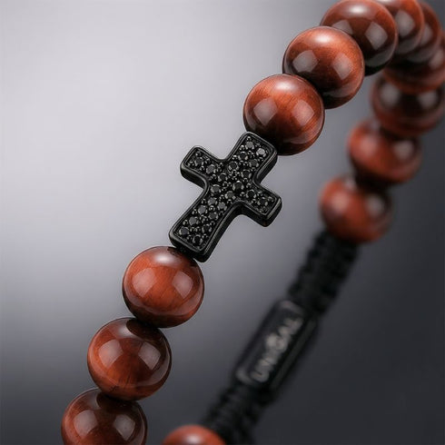 Uniqal Facettierte Naturperlen aus rotem Tigerauge – warme Rottöne, lebendige Struktur und hochwertige Optik