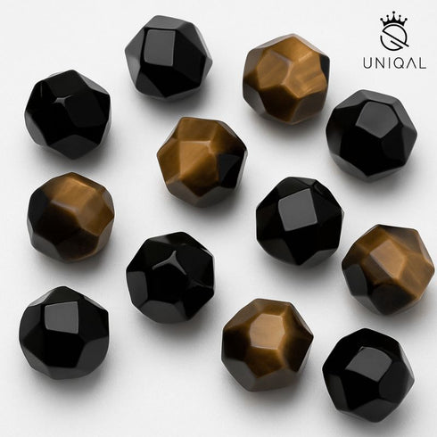 Uniqal Edelsteinarmband Nahaufnahme – Tigerauge und schwarzer Turmalin mit präzisem Diamond Cut