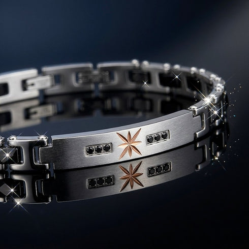 UNIQAL TITANO KERAMIK SILBER Gliederarmband mit architektonischer Form, klarer Struktur und kompromissloser Linienführung.