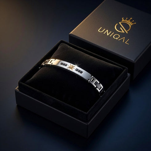 UNIQAL TITANO KERAMIK SILBER in edler Schmuckverpackung als starkes Geschenk für Männer mit Sinn für Qualität.