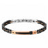 UNIQAL TRECCIA ROSEGOLD BLACK SILBER Armband aus schwarzer Keramik und hochwertigem Edelstahl mit roségoldfarbenen Akzenten, elegante Frontansicht eines modernen Luxusarmbands mit schlanker Linienführung