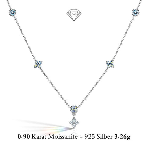 UNIQAL VELVET BLOSSOM florale Moissanit Kette mit schwebenden Blütenelementen aus 925 Silber