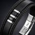 Uniqal VORTEX S Armband mit Gravur – stilvolles schwarz-silbernes Herrenarmband mit romantischer Liebesbotschaft