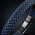 Uniqal WATER Armband mit Gravur – schwarzes geflochtenes Herrenarmband mit blauen Akzenten für sportliche Männer, IT-Spezialisten und Unternehmer.