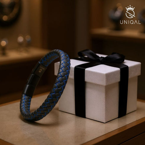 Uniqal WATER Echtlederarmband mit Geschenkbox – luxuriöse Geschenkidee für Männer mit Stilbewusstsein, ideal für Geburtstag, Jubiläum oder Weihnachten.