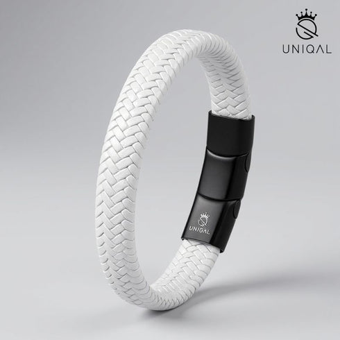 Uniqal Snowflake Weiß – handgefertigtes Lederarmband für Herren & Damen, edles Design, perfekte Geschenkidee.