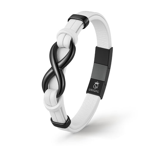 weißes Lederarmband herren infinity gravur personalisiert uniqal