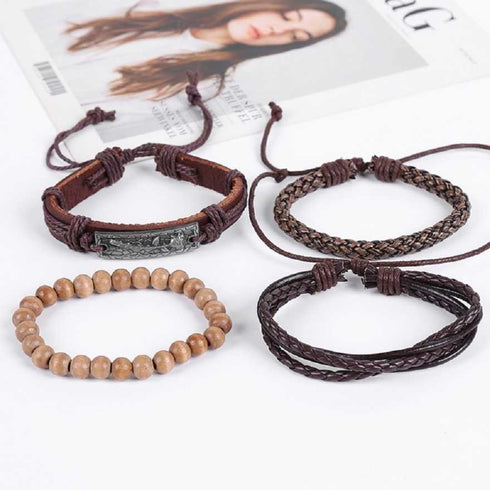 4-er Set Lederarmband Schiebekonoten unisex verstellbar topseller einzeln