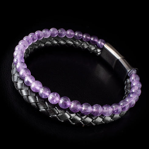 Amethyst Stein Lederarmband Damen Unisex Uniqal