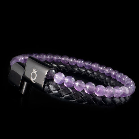 Amethyst Stein Lederarmband Damen Unisex Uniqal