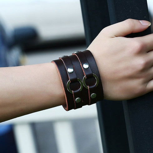 braunes rohleder armband herren manschette breitarmband uniqal sale