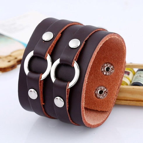 braunes rohleder armband herren manschette breitarmband uniqal sale