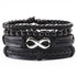 schwarzes lederarmband herren unendlichkeitzeichen endless infinity bracelet