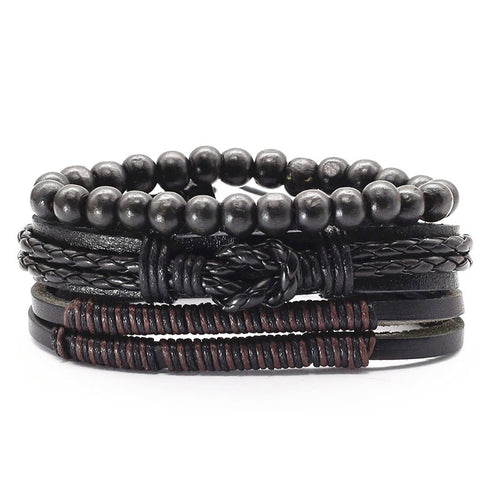 schwarzes Armband bohemian set herren uniqal