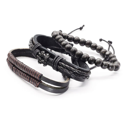 schwarzes Armband bohemian set herren uniqal