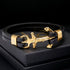 Armband Jesus Herrenarmband Goldfarben Anker Edelstahl Echtledera