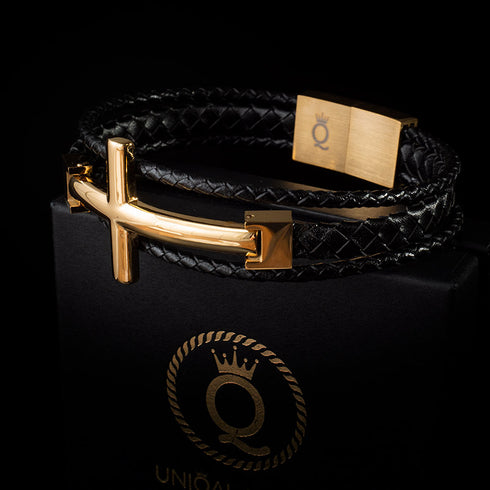 Kreuzarmband jesus herren damen goldarmband edelstahl vergoldet uniqal