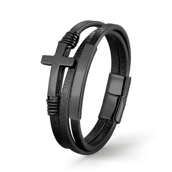 Armband mit Kreuz schwarz uniqal