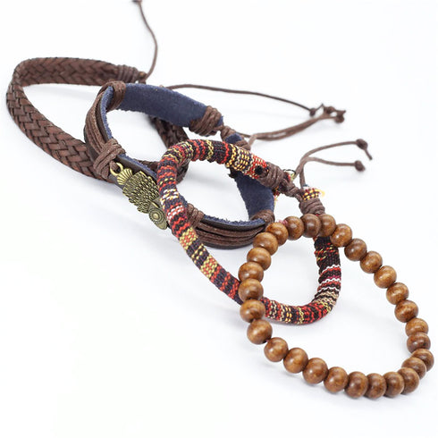 Lederarmband set mit eule uniqal bohemian boho uniqal sale