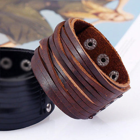 braunes rohleder armband herren manschette breitarmband uniqal sale