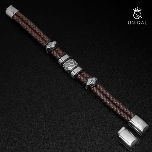 braunes Herren lederarband poker gambler leather bracelet uniqal