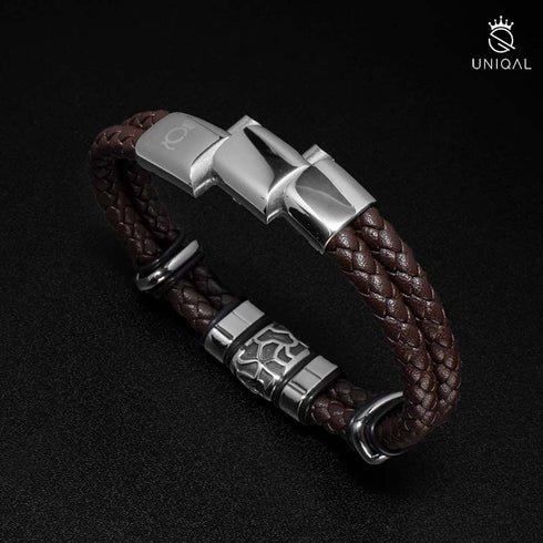 braunes Herren lederarband poker gambler leather bracelet uniqal