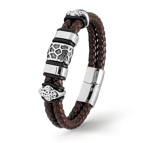 braunes Herren lederarband poker gambler leather bracelet uniqal