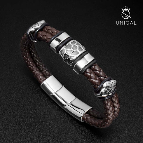 braunes Herren lederarband poker gambler leather bracelet uniqal