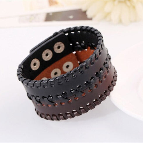 braunes rohleder armband herren manschette breitarmband uniqal sale