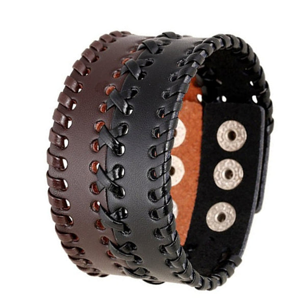 braunes rohleder armband herren manschette breitarmband uniqal sale