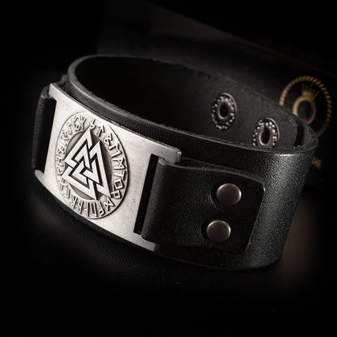 valknut echtleder armband herren odin uniqal