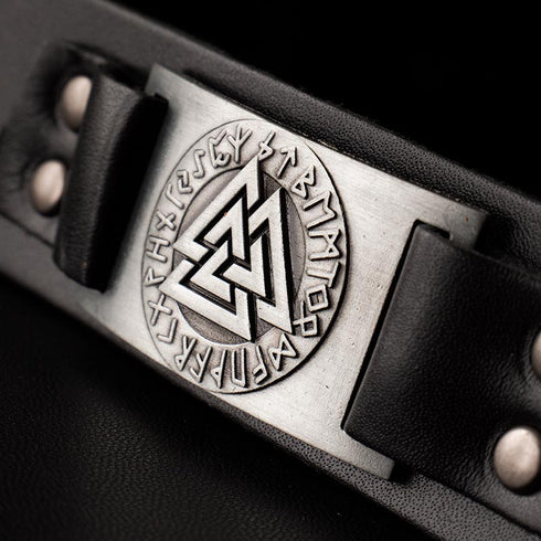 valknut echtleder armband herren odin uniqal