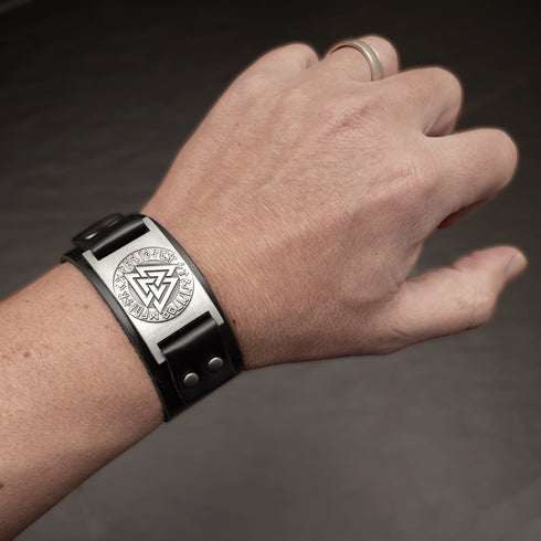 valknut echtleder armband herren odin uniqal