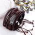 Damen-Herren Lederarmband Schmuck Set braun breit