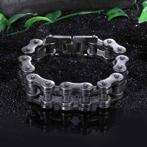 fahrradkettearmband biker rocker türsteher edelstahl schmuck uniqal