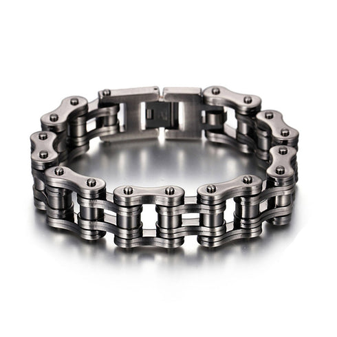 fahrradkettearmband biker rocker türsteher edelstahl schmuck uniqal