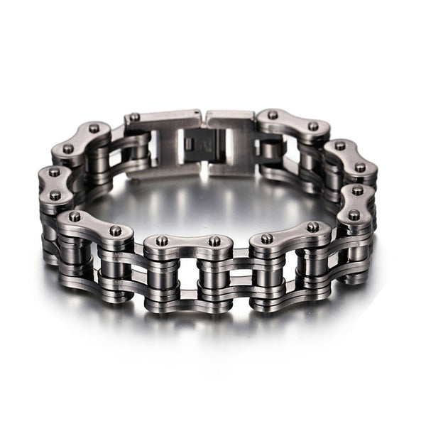 fahrradkettearmband biker rocker türsteher edelstahl schmuck uniqal