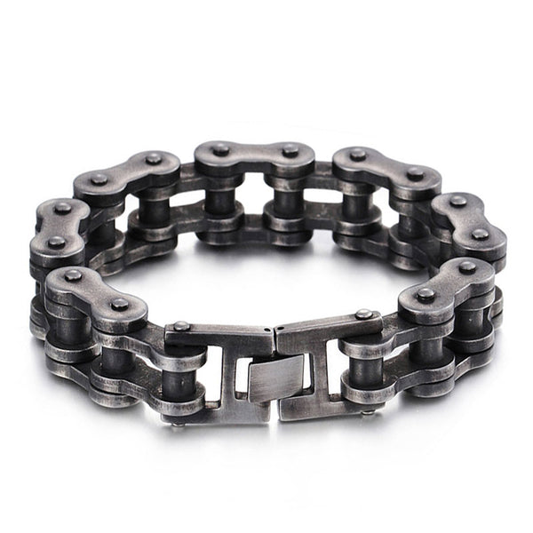 fahrradkettearmband biker rocker türsteher edelstahl schmuck uniqal