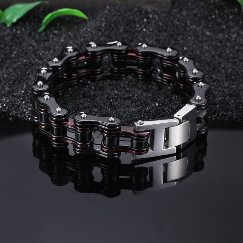 fahrradkettearmband biker rocker türsteher edelstahl schmuck uniqal