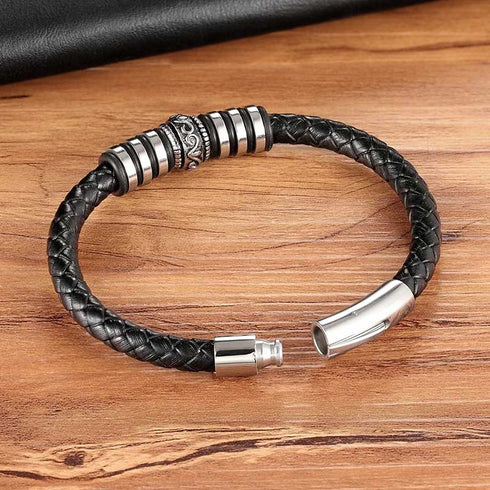 Armband Herren Leder Unisex Uniqal edelstahl sale