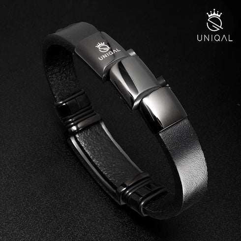 Freimaurer Lederarmband Herren Masonic black uniqal