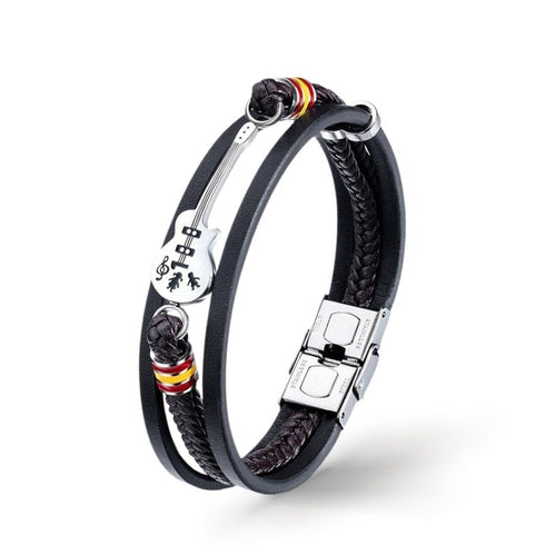 Gittare Lederarmband Herren Guitar Music Schmuck Uniqal