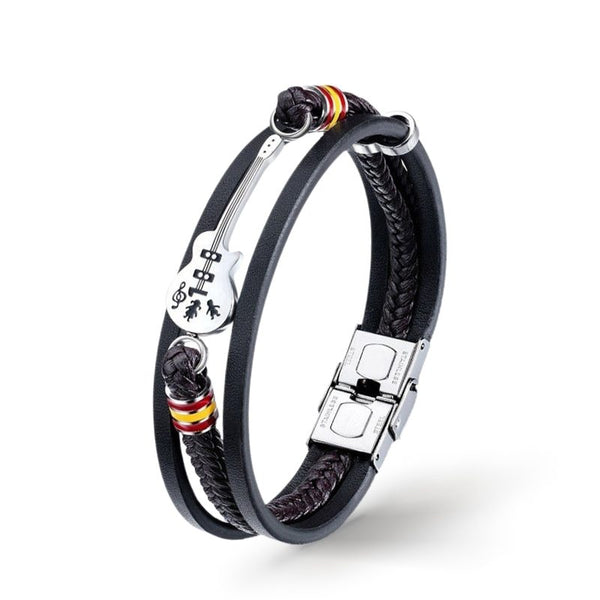 Gittare Lederarmband Herren Guitar Music Schmuck Uniqal